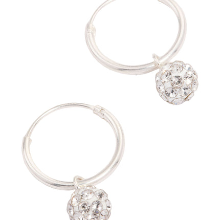 Sterling Silver Crystal Hoop Earrings 12mm