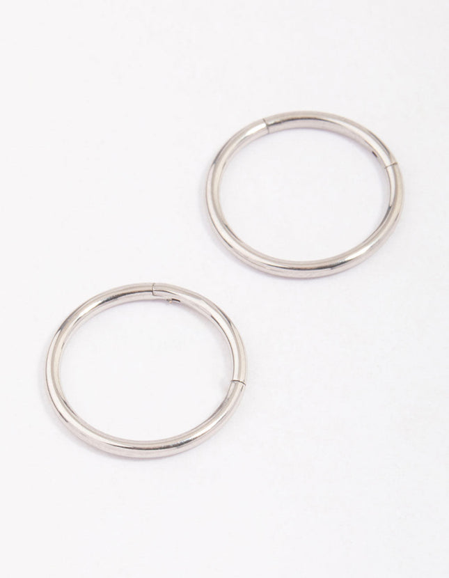 Wicked Sista Surgical Steel Plain Sleeper Earrings Silver 12MM