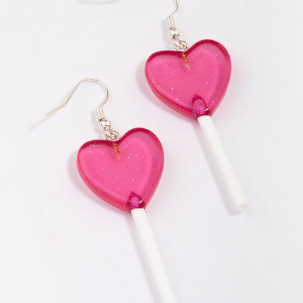 Silver And Pink Lollipop Drop Earrings