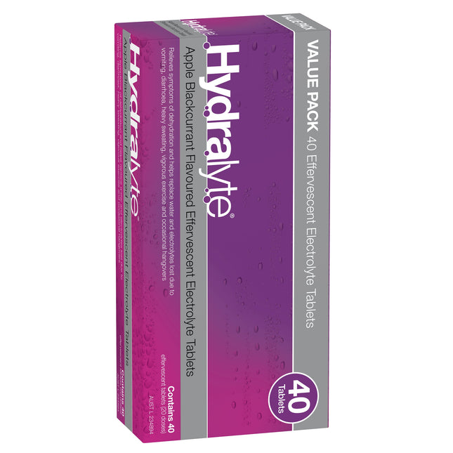 Hydralyte Electrolyte Effervescent Apple Blackcurrant 40 Tablets