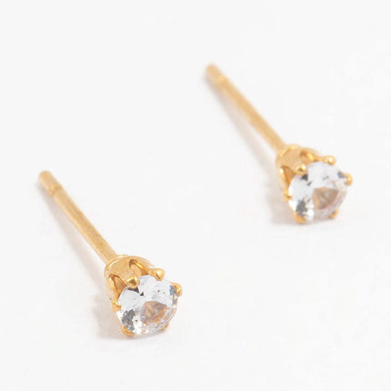 Lovisa Gold Plated Stainless Steel Cubic Zirconia Stud Earrings 3 Mm