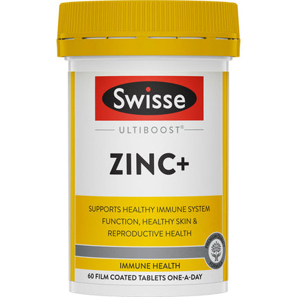 Swisse Ultiboost Zinc Plus for Immune Health and Skin Support 60 Tablets