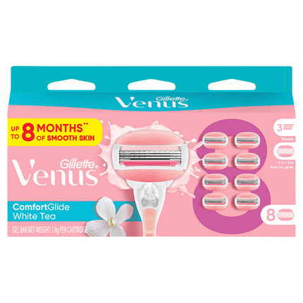 Gillette Venus ComfortGlide White Tea Razor Blade Refills 8 Pack