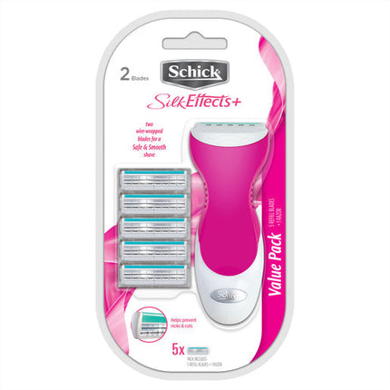 Schick Silk Effects Plus Disposable Razor with 5 Blade Refills
