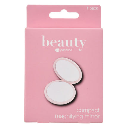 Priceline Compact Magnifying Mirror with 2x Magnification for Travel and Handbag