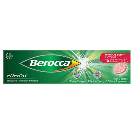 Berocca Performance Energy Vitamin Effervescent Tablets Berry Flavour 15 Tablet