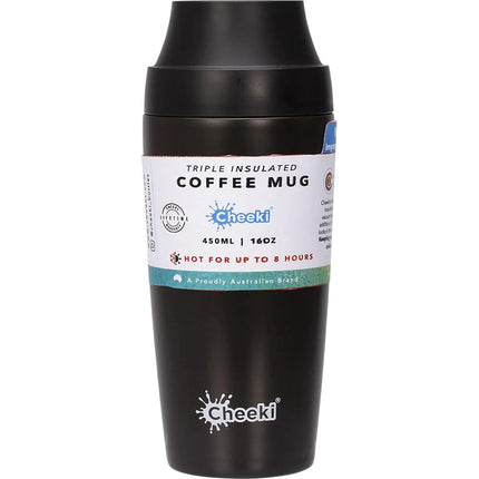 Cheeki Insulated Reusable Stainless Steel Coffee Mug Chocolate 450ML