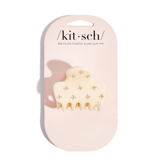 Kitsch Recycled Plastic Rhinestone Medium Puffy Claw Clip Ivory