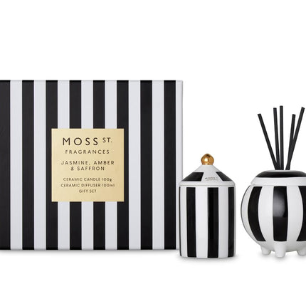Moss St. Fragrances Christmas Limited Edition Jasmine, Amber & Saffron Mini Candle & Diffuser Gift Set