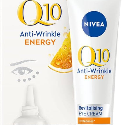 Nivea Q10 Plus Vitamin C Moisturising Anti-Wrinkle Energy Eye Cream, with Q10 & Creatine for Tired Skin & Fine Lines, 15ml