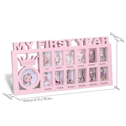 My First Year Baby Photo Frame Pink Keepsake for 12 Months 28CM x 23CM