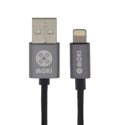 Moki Braided Lightning Syncharge Cable Gun Metal