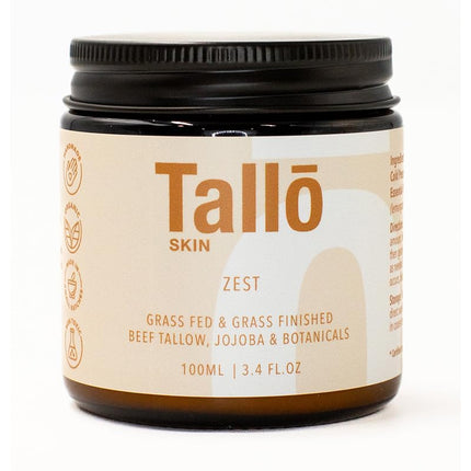 Tallo Skin Organic Tallow Cream Zest Face And Body Moisturizer 100ML