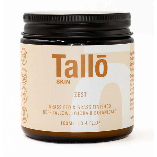 Tallo Skin Organic Tallow Cream Zest Face And Body Moisturizer 100ML