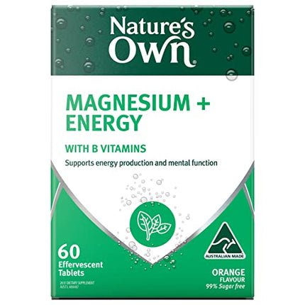 Nature'S Own Magnesium Energy Effervescent With B Vitamins Supplement Orange Flavour 60 Tablets