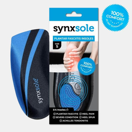 Synxsole Plantar Fasciitis Orthotic Insoles for Heel Pain and Arch Support Small
