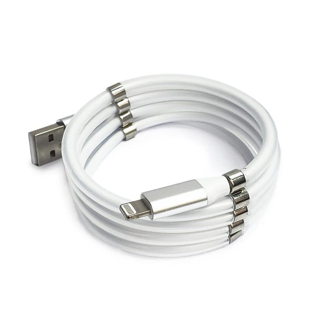 Tangle Free Self Winding Magnetic Data Charging Cable Lightning (1m) - OhYouLuckyDuck.com.au