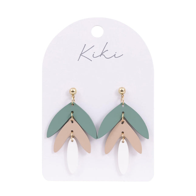 Splosh Kiki Green Monstera Leaf Statement Dangle Earrings