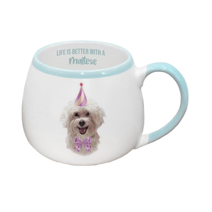 Splosh Painted Pet Mug for Dog Lovers Maltese Design Ceramic Coffee and Tea Cup 400ML