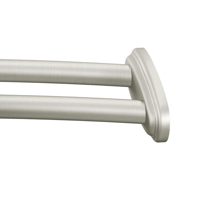 Moen Double Curved Shower Curtain Rod in Brushed Nickel Adjustable Wall Mounted Stainless Steel 57 to 60 Inches