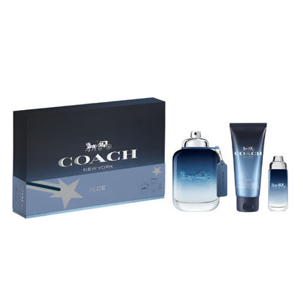 Coach Mens Blue EDT 100ML 3PC Set + 15ML + Sgel