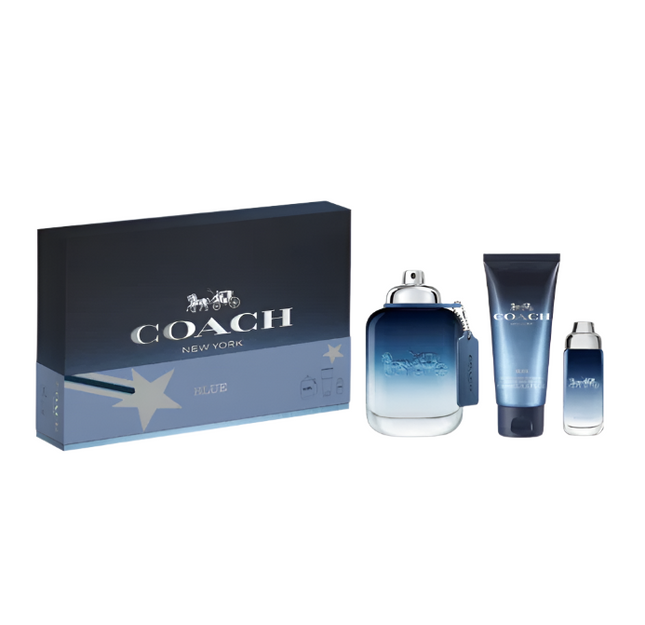 Coach Mens Blue EDT 100ML 3PC Set + 15ML + Sgel