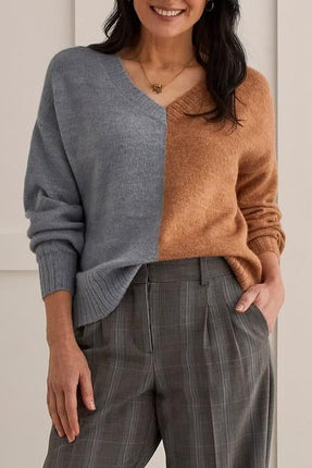 Tribal Long Sleeve V Neck Sweater Cinnamon