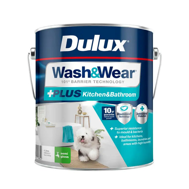 Dulux Wash & Wear K&B Semi Gloss Vivid White 4L