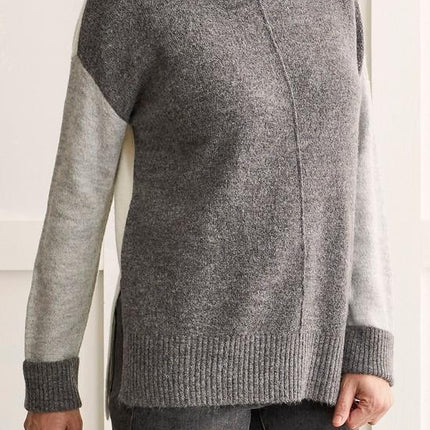 Tribal Long Sleeve Turtle Neck Sweater Charcoal