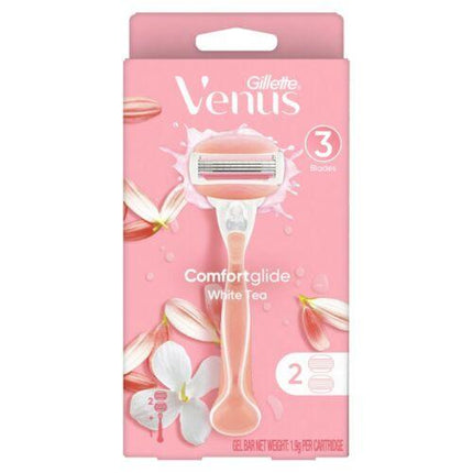 Gillette Venus Comfortglide White Tea Razor + 2 Blades - OhYouLuckyDuck.com.au