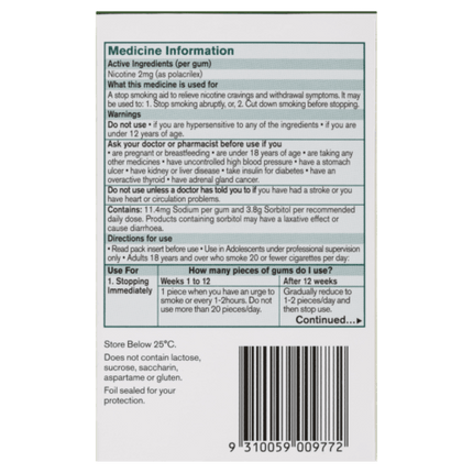 Nicorette Nicotine Gum Classic 2mg 105 Pieces - OhYouLuckyDuck.com.au