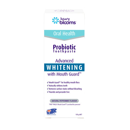 Henry Blooms Probiotic Toothpaste Whitening 100g – Natural Peppermint Flavour