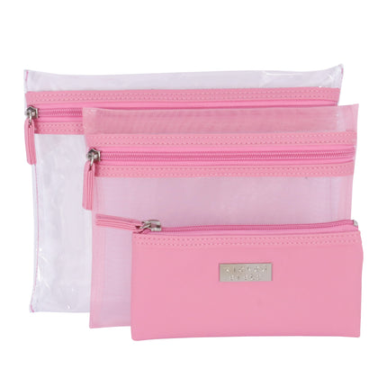Wicked Sista Jenna Trio Purse Set in Peony Pink