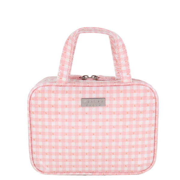 Wicked Sista Pink Gingham Dot Medium Hold All Cosmetic Bag