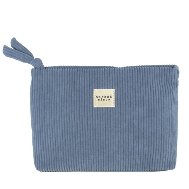 Wicked Sista Corduroy Large Cosmetic Bag Steel Blue
