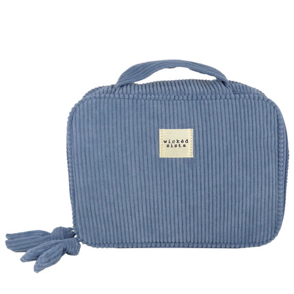 Wicked Sista Steel Blue Corduroy Weekender Cosmetic Bag