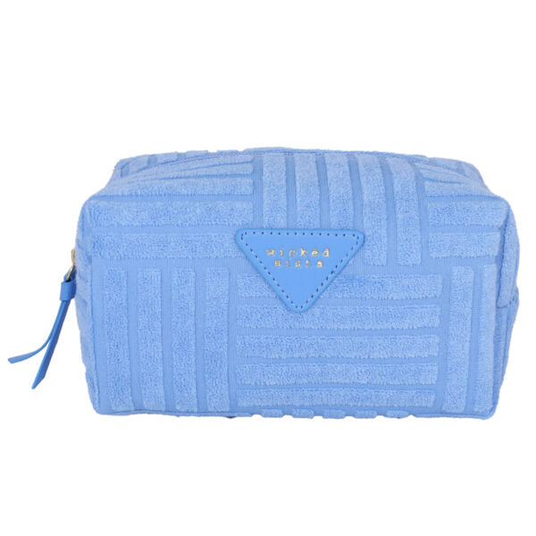 Wicked Sista Terry Tile Rectangular Makeup Bag in Sky Blue