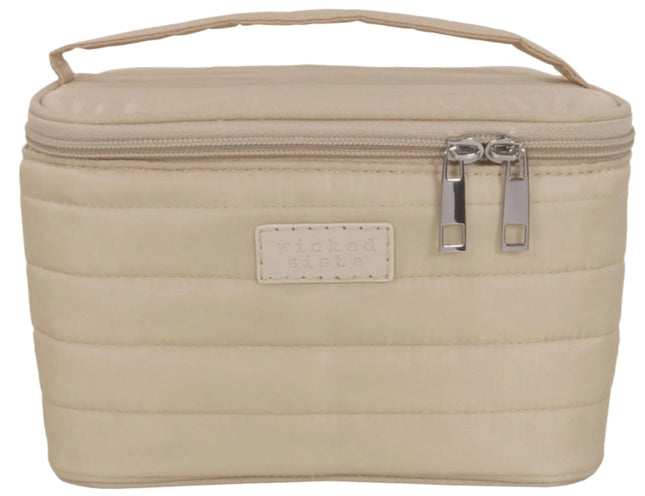 Wicked Sista Beige Quilted Small Vanity Case