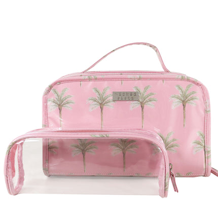 Wicked Sista Island Palm 2 in 1 Cosmetic Bag Set Travel Toiletry Makeup Organiser