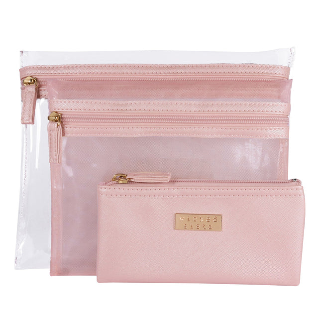 Wicked Sista Jenna Trio Metallic Pink Purse Set