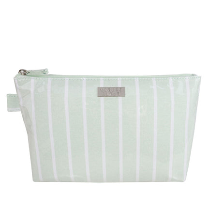 Wicked Sista Pistachio Stripe Large Luxe Cosmetic Bag Makeup Organizer Travel Toiletry Pouch
