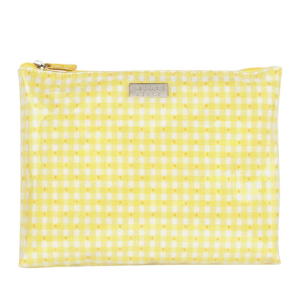 Wicked Sista Gingham Dot Sunshine Flat Cosmetic Bag Extra Large