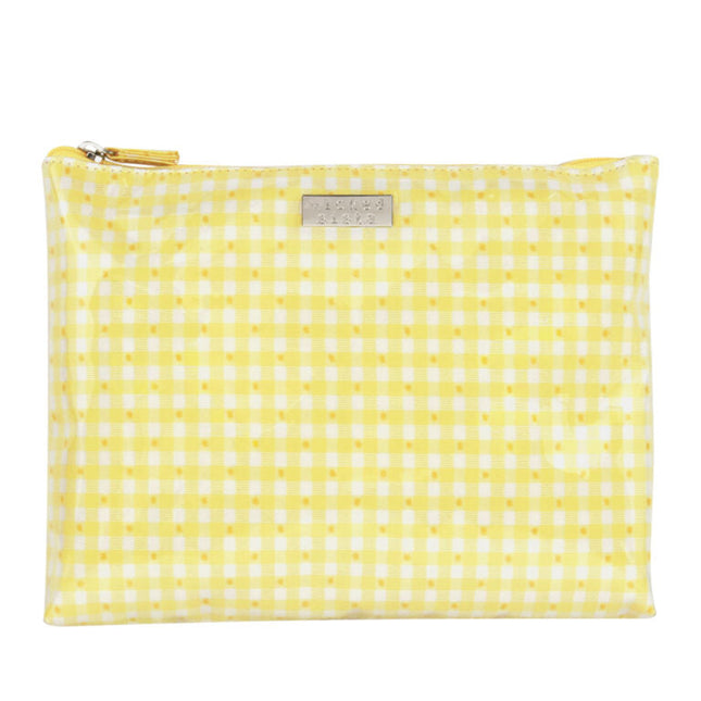 Wicked Sista Gingham Dot Sunshine Flat Cosmetic Bag Extra Large