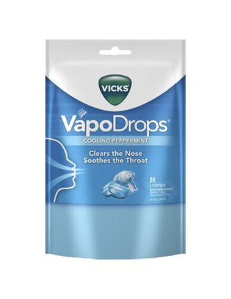 Vicks VapoDrops Cooling Peppermint Lozenges 24 Pack - OhYouLuckyDuck.com.au