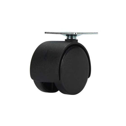 Cold Steel Twin Wheel Hooded Plate Furniture Castor 50mm 2 Pack