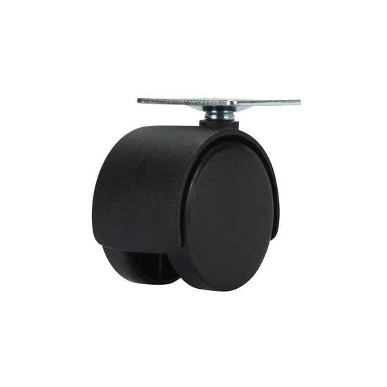 Cold Steel Twin Wheel Hooded Plate Furniture Castor 50mm 2 Pack
