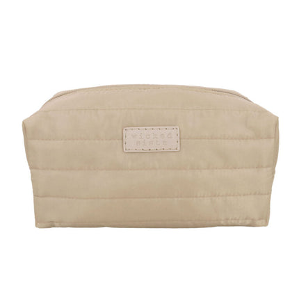 Wicked Sista Quilted Rectangular Beauty Bag for Cosmetics and Toiletries Beige