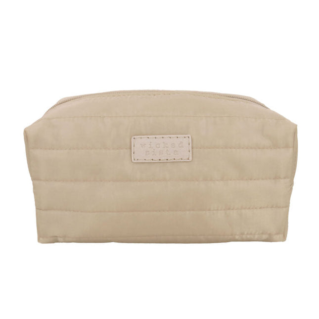 Wicked Sista Quilted Rectangular Beauty Bag for Cosmetics and Toiletries Beige