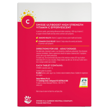 Swisse Ultiboost High Strength Vitamin C Effervescent 60 Tablets - OhYouLuckyDuck.com.au