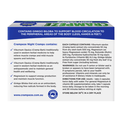 Crampeze Leg Cramps & Spasms 30 Capsules - OhYouLuckyDuck.com.au